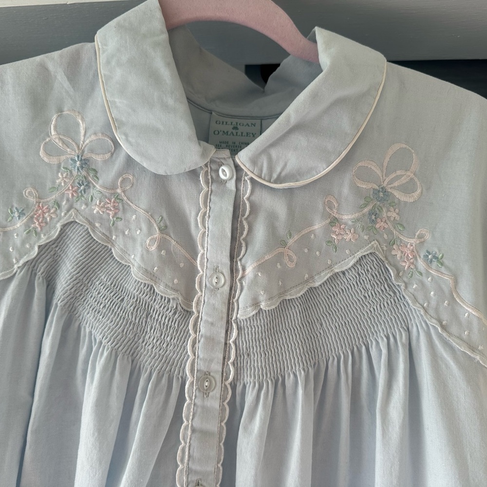 Gilligan & O'Malley Blue and Pink Embroidered Pajama Top